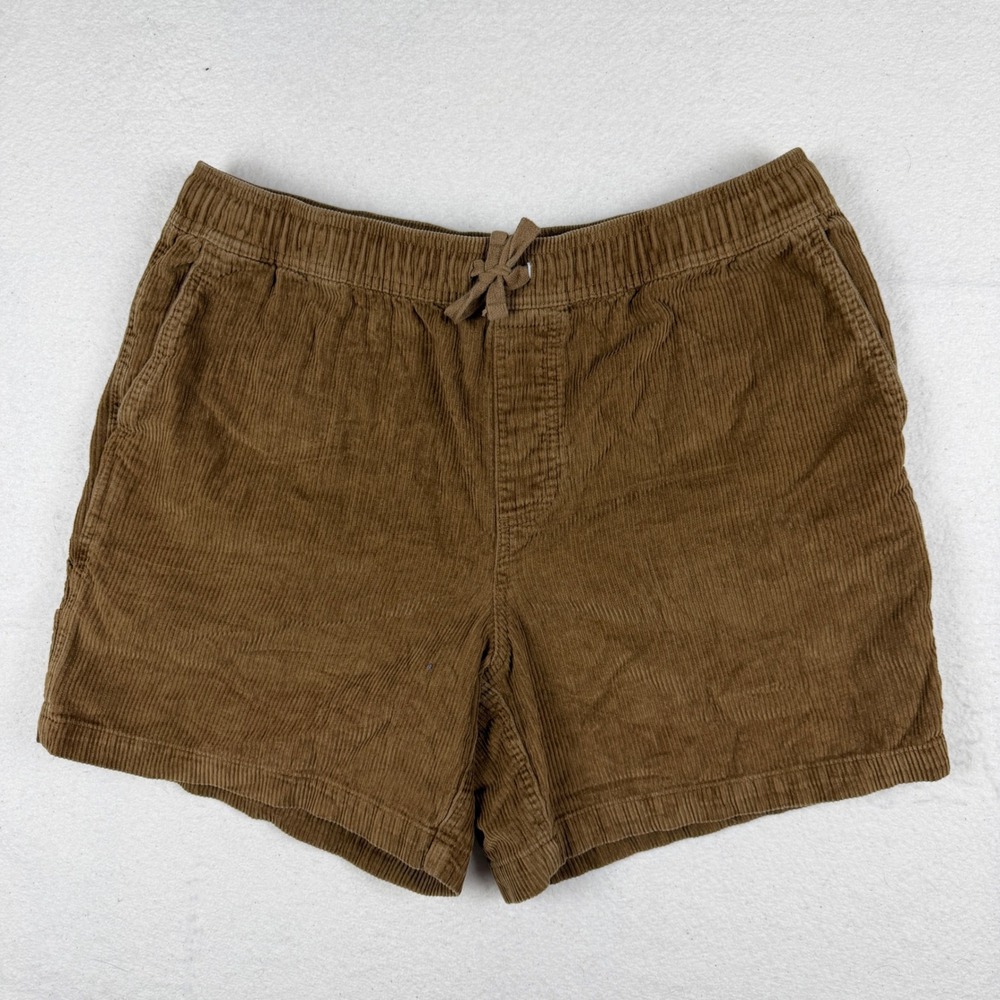 Original Use Mens Brown Corduroy Carpenter Shorts Elastic Waist Drawstring Large - Picture 1 of 6